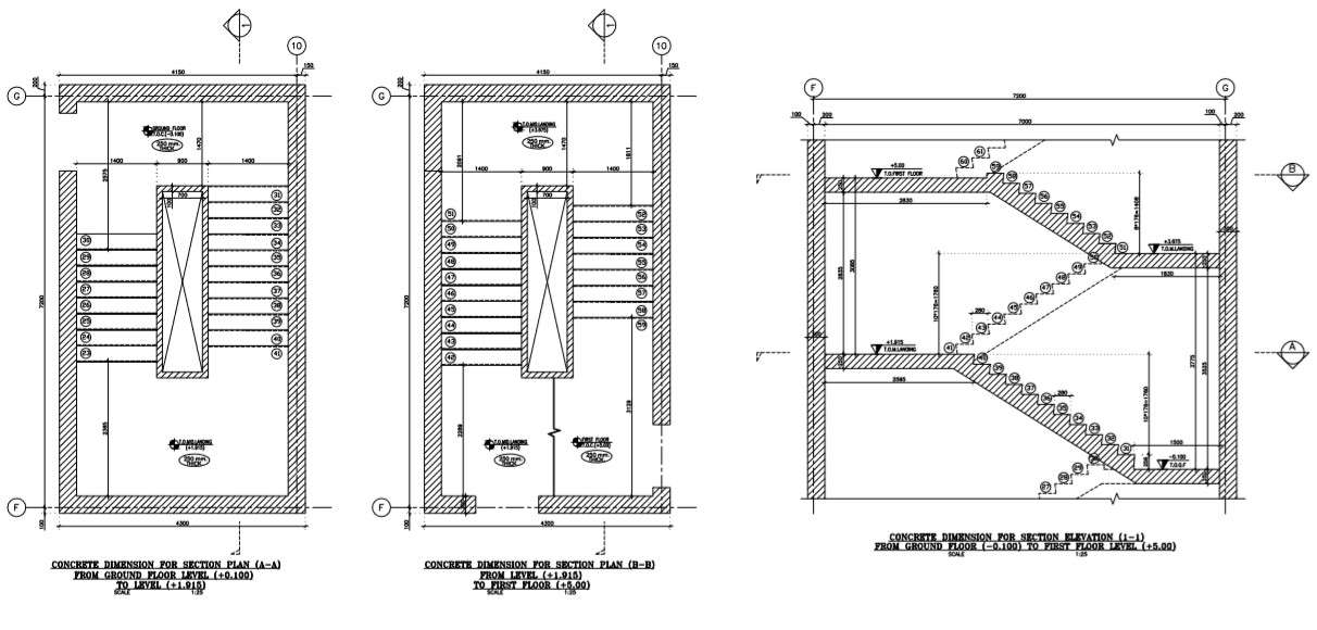 Stair Plan And Section Of A Building Cadbull