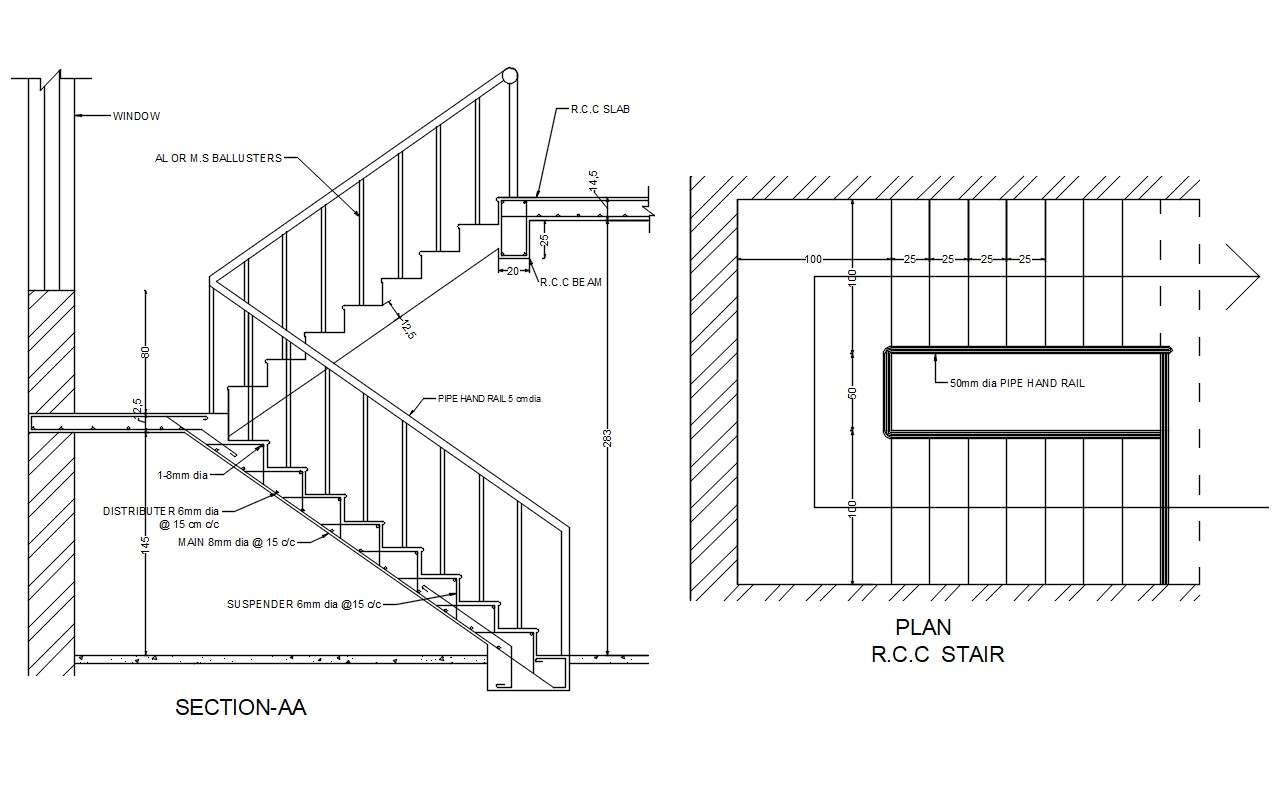 Autocad Drawing Of Staircase Layout Cadbull | Images and Photos finder