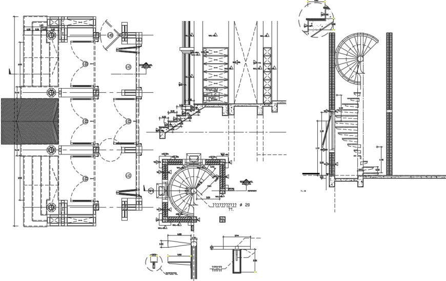 Staircase baluster railing detail construction detail - Cadbull