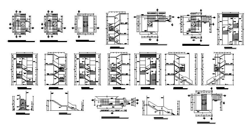 Staircase plan and construction details in autocad software file - Cadbull