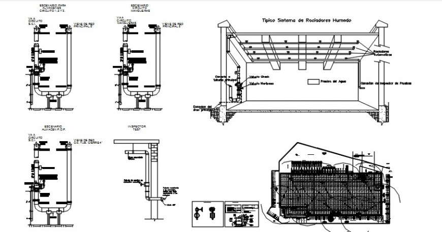 Stand pipe riser and valves plumbing structure details for ...