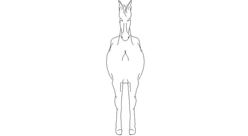 Standing horse front elevation 2d block cad drawing details dwg file -  Cadbull
