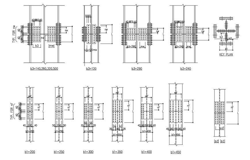 steel column joint detail cad file - Cadbull