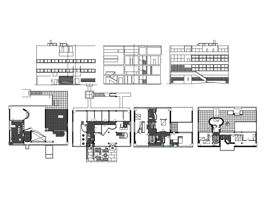 Stein house  elevation  section and floor plan  auto cad  