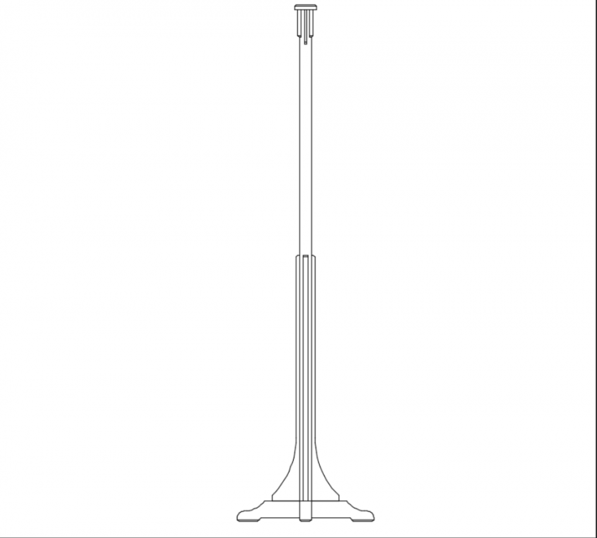 Street light pole front view cad drawing details dwg file Cadbull