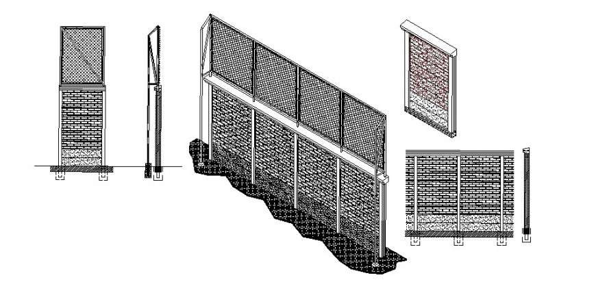 Structure details of prefabricated mesh wall cad drawing details