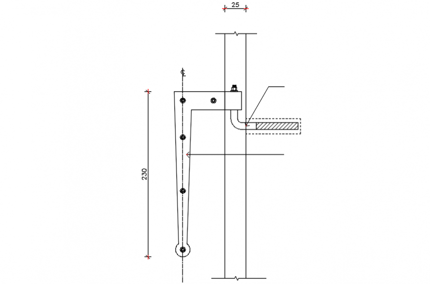 Structure with door hinge elevation in auto cad file Cadbull