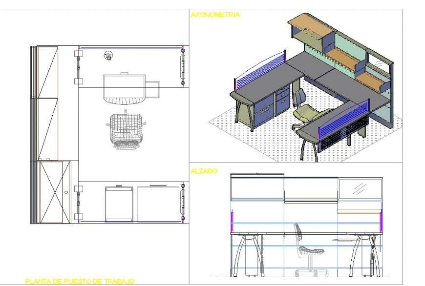 Study Table Layout Plan Drawing And 3d Image In Dwg Autocad File Cadbull