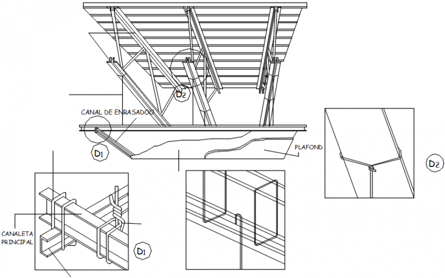 Suspended Isometric Ceiling Constructive Section Cad Drawing Details