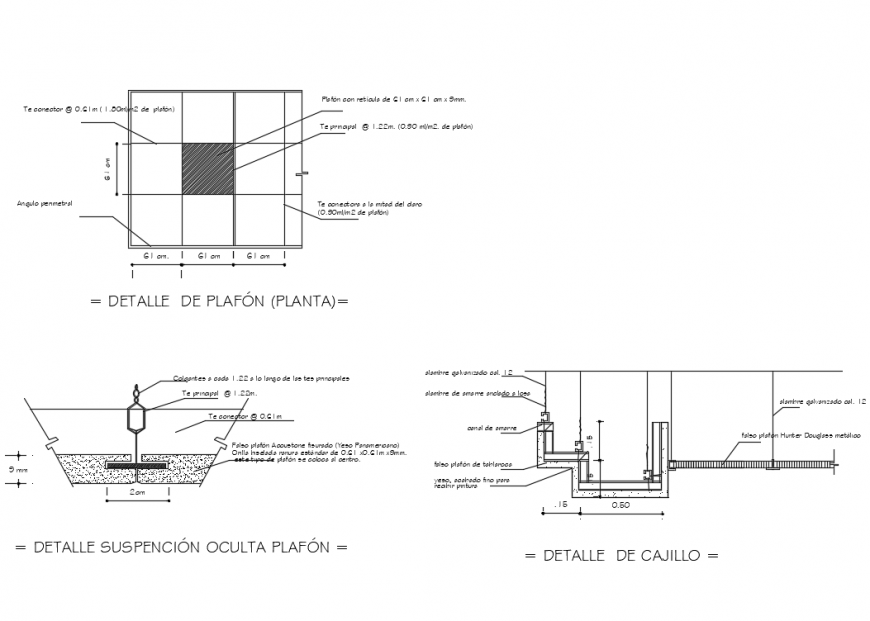 Suspension of ceiling with plafon  details  dwg file Cadbull