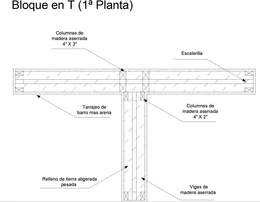 T- section plan layout file - Cadbull