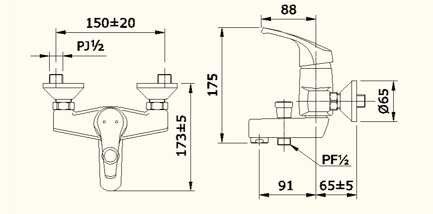 Tap detail side elevation dwg file - Cadbull