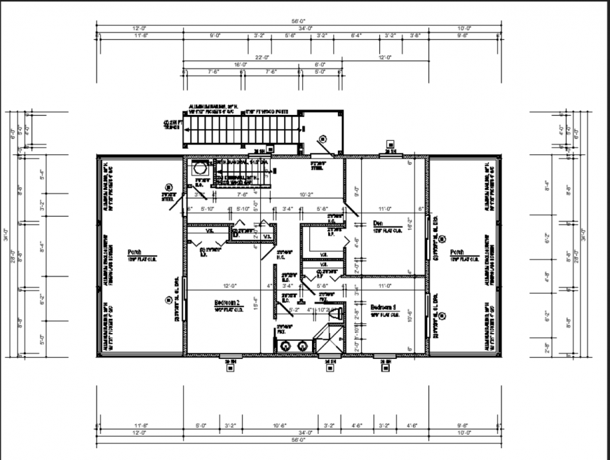 The 2D house plan with the detail dwg file. - Cadbull