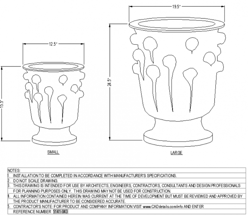 The mud designed pot plan with detailed dwg file. - Cadbull