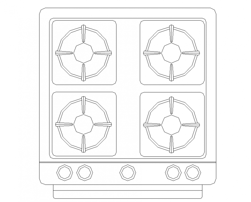 The Plan Of A Stove Detail Dwg File Cadbull