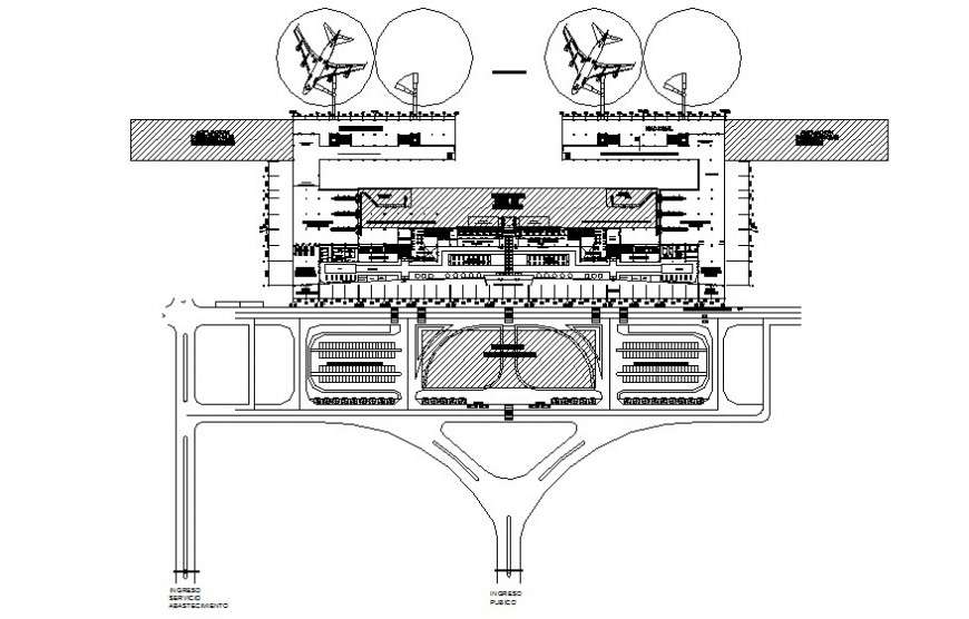 The Terminal Building And Parking Aerodrome Details In Autocad Cadbull