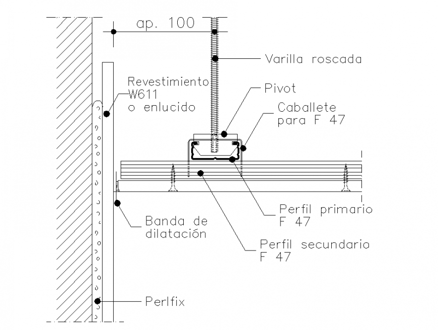 Threaded rod section autocad file Cadbull
