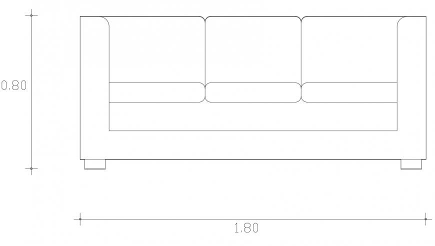 Three Seated Common Sofa Set Block Cad Drawing Details Dwg File Cadbull