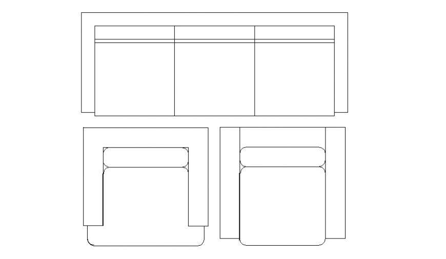 Three Seated Sofa Set With Two Side Chairs Cad Block Details Dwg File