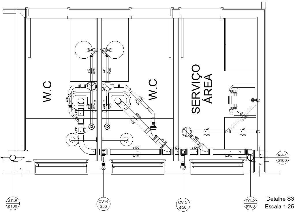 toilet plumbing details AutoCAD, dwg file. Cadbull