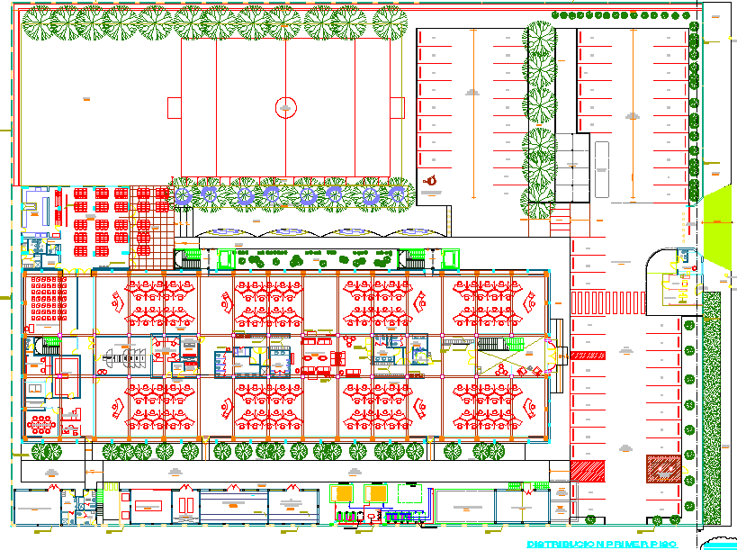 top view layout plan of a office dwg file - Cadbull