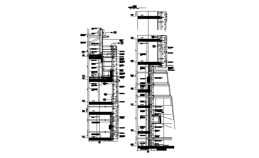 Tower wall section plan autocad file - Cadbull