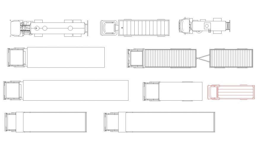 Truck plan elevation layout file - Cadbull