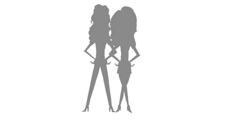 Two girl model figure blocks cad drawing details dwg file