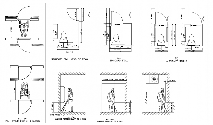 Two hinged doors in series Plan Layout Cadbull