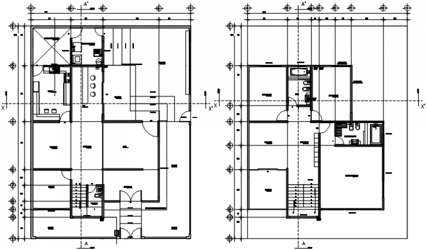 Two level house floor plan distribution cad drawing details dwg file ...