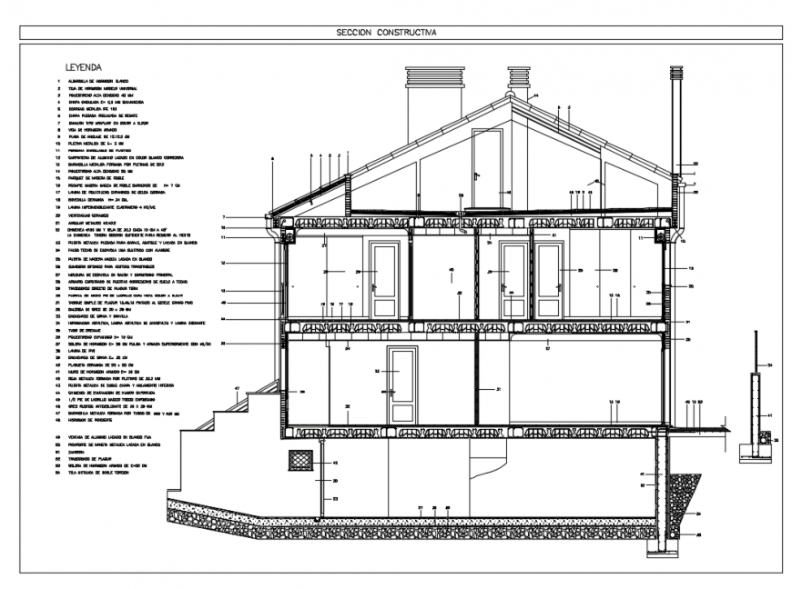 Two Story House Building With Basement Section Constructive Details Dwg File 10072018063850 