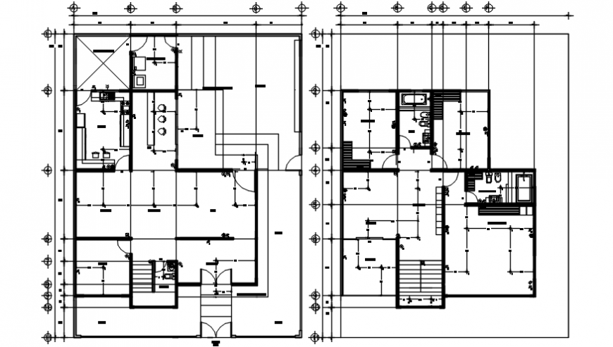 Two story residential house floor plan distribution cad drawing details ...