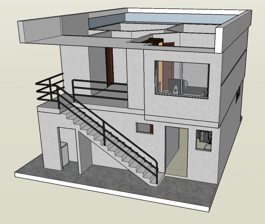Unique residential house 3d model cad drawing details skp file Cadbull