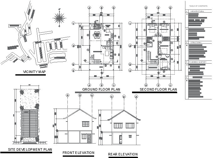 vicinity map with site development and floor plan AutoCAD dwg drawing ...