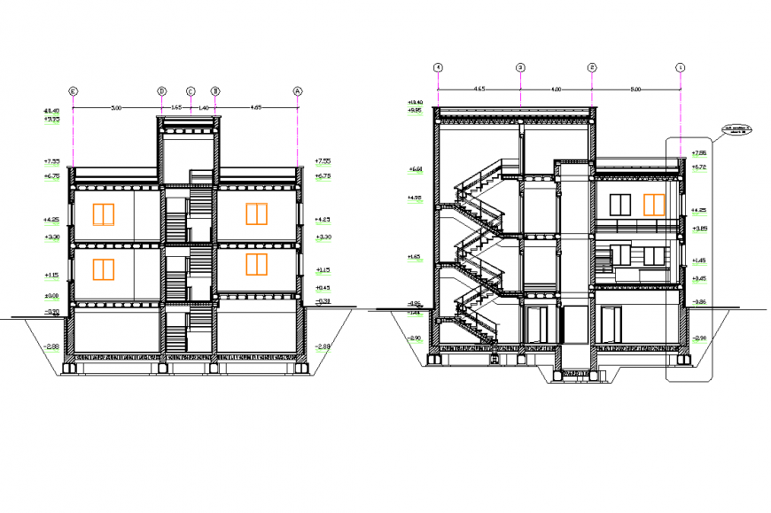 Villa section plan layout file - Cadbull