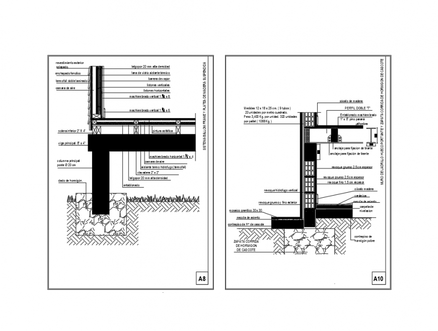 Wall construction with footings construction of building dwg file - Cadbull