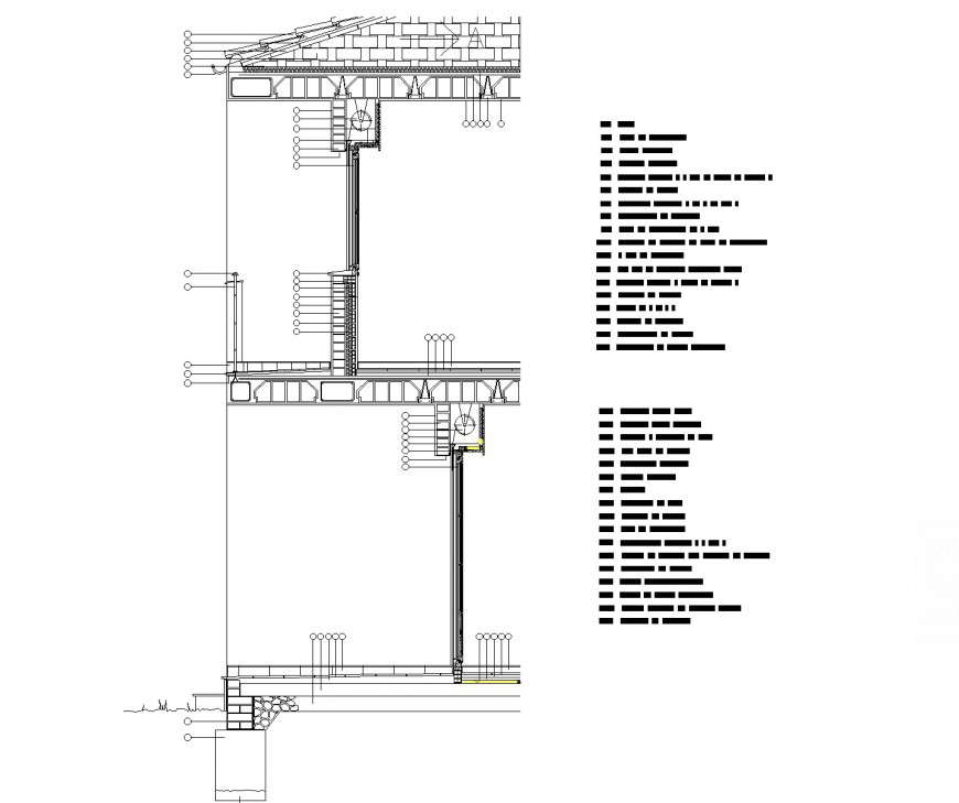 Wall section plan dwg file - Cadbull