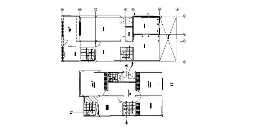 Wall stair and column view in plan of AutoCAD file - Cadbull