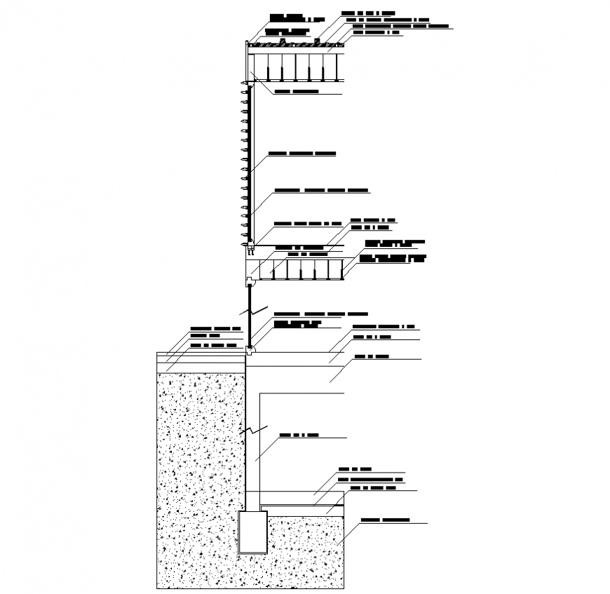 Wall Structure Sectional Detail 2d View Layout File In Dwg Format Cadbull