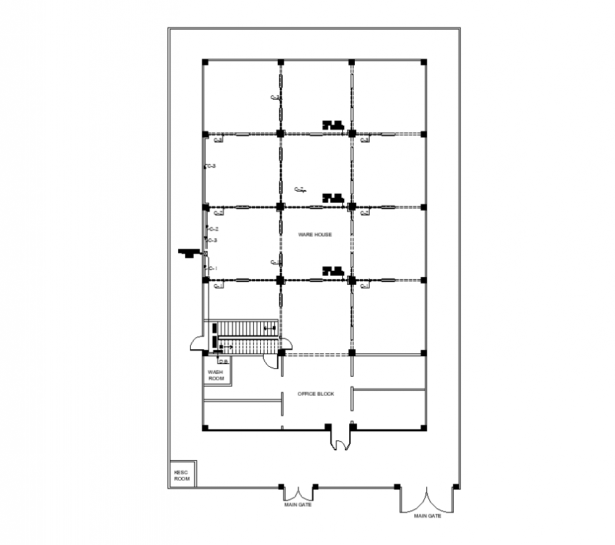 Warehouse building plan layout dwg file - Cadbull