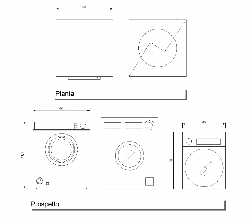  Washing  machine  detail elevation and plan autocad file 