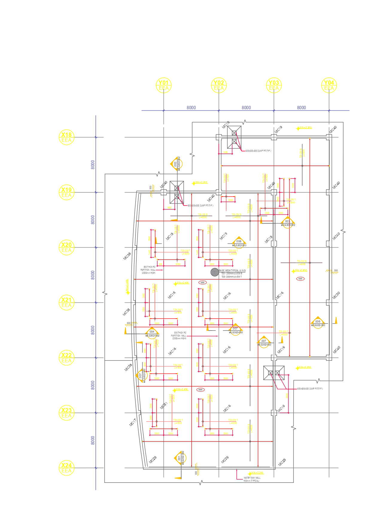 water tank detail sheet, base slab with its reinforcement layout , roof ...