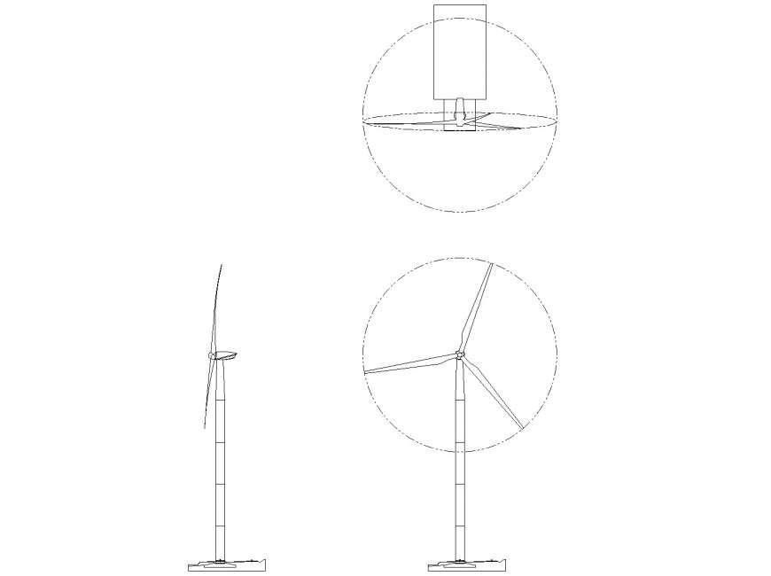 Wind Turbine plan autocad file Cadbull