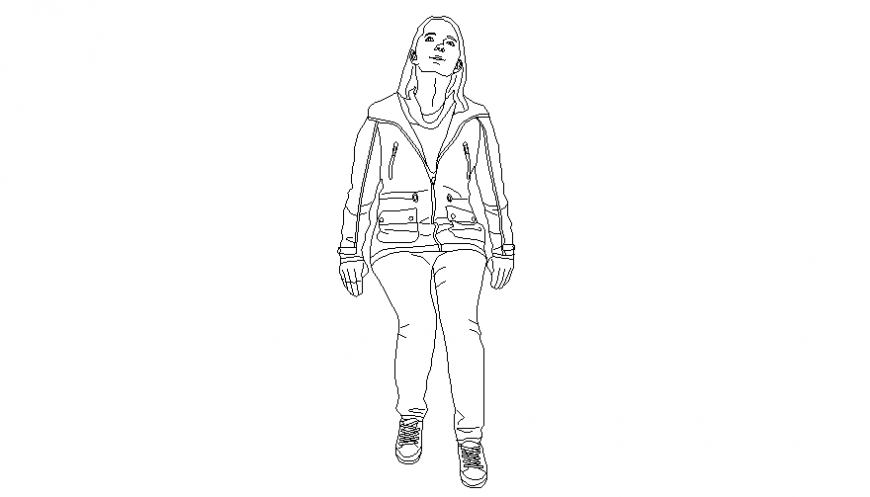 woman walking towards camera drawing