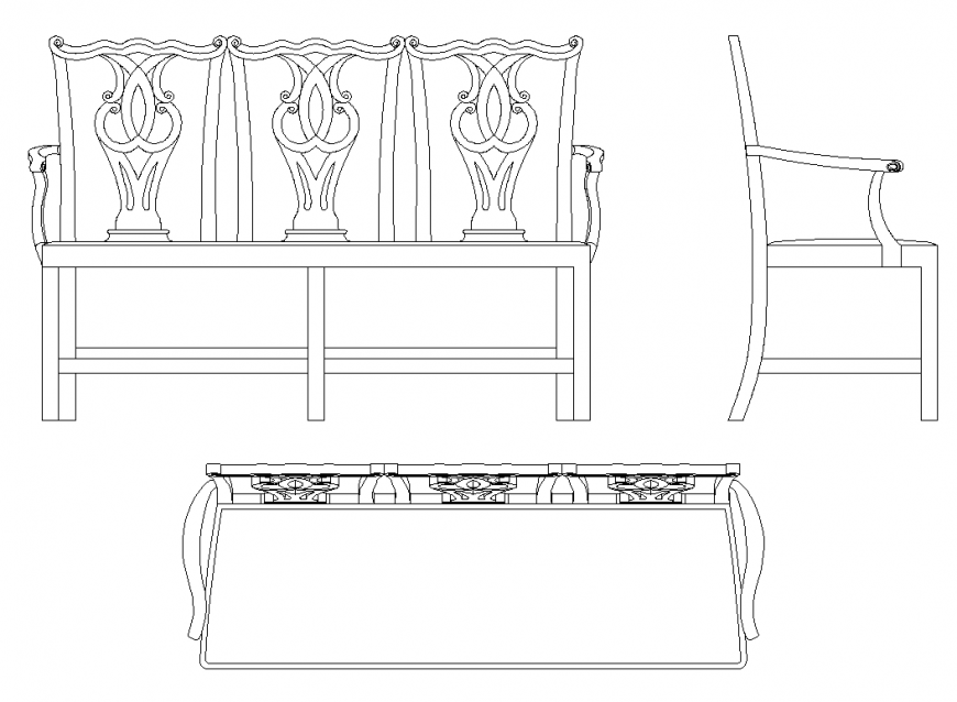 bench for kitchen table autocad