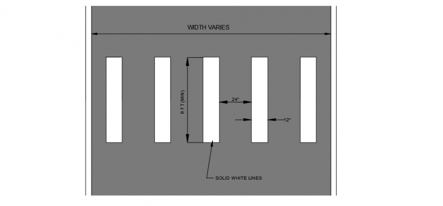 Zebra crossing top view plan - Cadbull